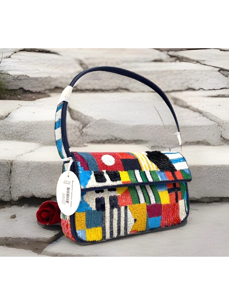 Auth Nwt Staud Tommy Glass Bead Sequin Shoulder Bag In Sails Up ~New Arrival~